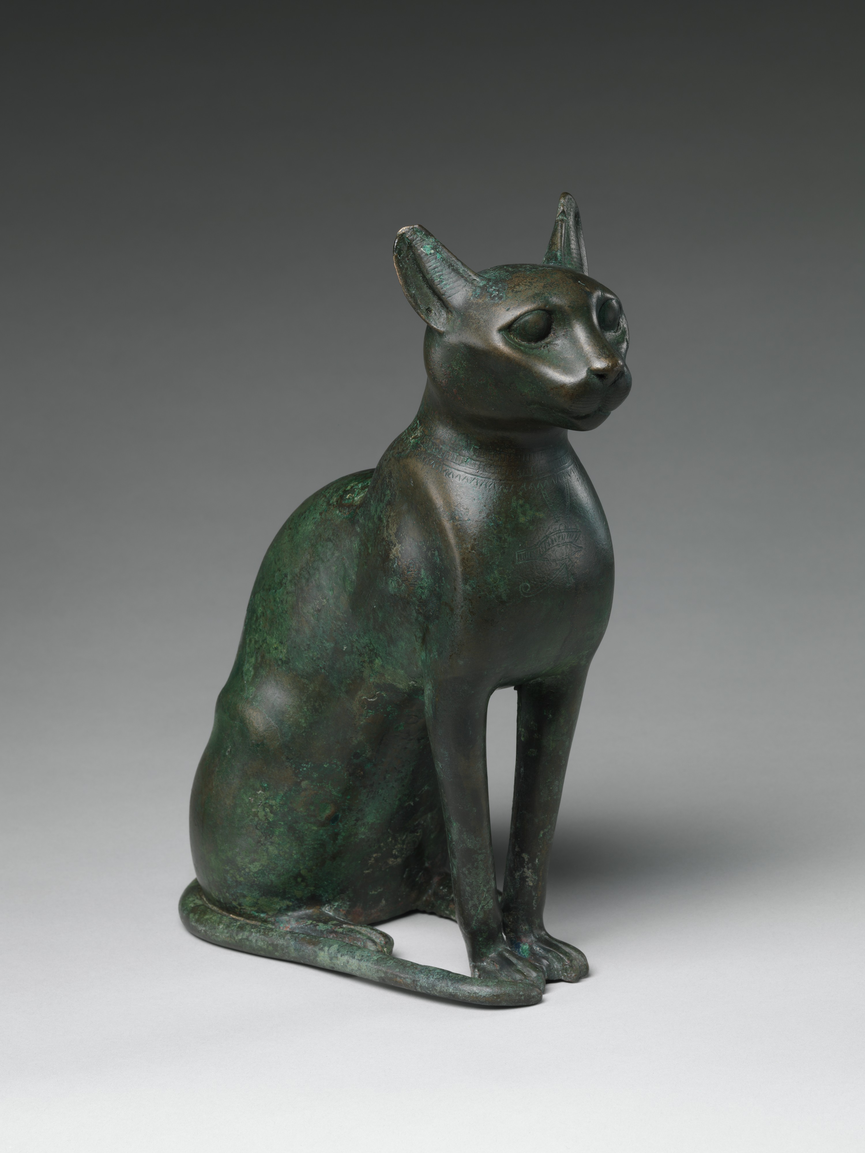 Cat Statuette intended to contain a mummified cat. Egypt, 332–30 B.C.E.
