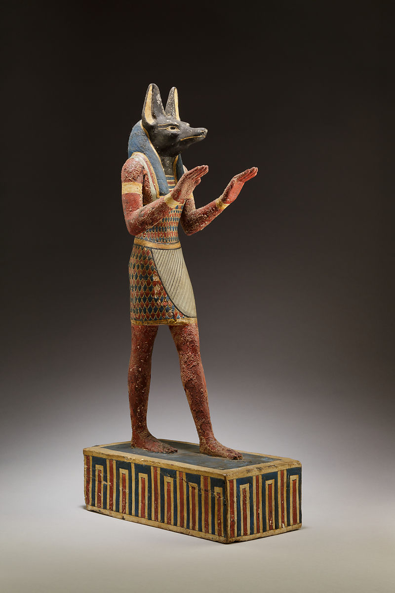 Anubis with a "jackal" head, ancient Egyptian god of death and weighing of the heart, 332–30 B.C.E.