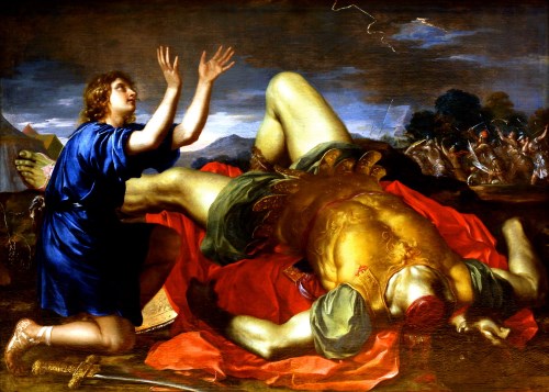 "David Giving Thanks to God After the Death of Goliath", 18th century painting attributed to Charles Errard the Younger